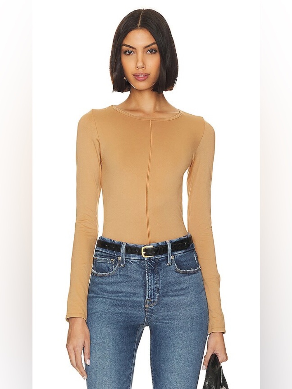 Good American Sculpted Seamless Tee Pecan